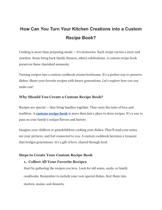 How Can You Turn Your Kitchen Creations into a Custom Recipe Book_