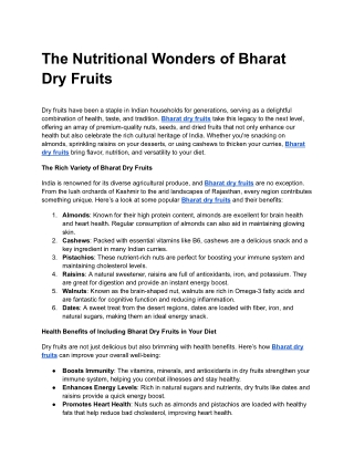 The Nutritional Wonders of Bharat Dry Fruits