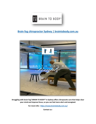Brain fog chiropractor Sydney | braintobody.com.au