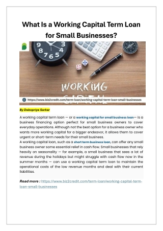 What Is a Working Capital Term Loan for Small Businesses