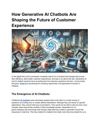 How Generative AI Chatbots Are Shaping the Future of Customer Experience