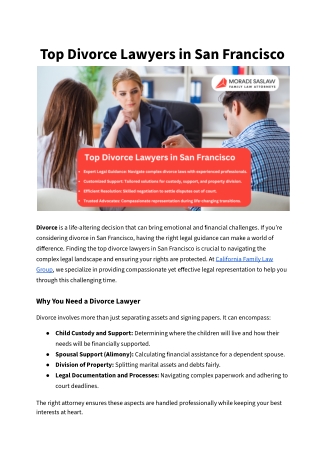 Top Divorce Lawyers in San Francisco