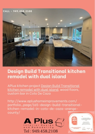 Design Build Transitional kitchen remodel with dual island