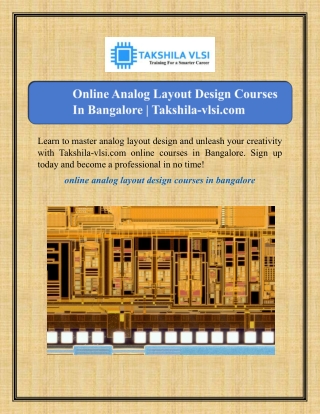 Online Analog Layout Design Courses In Bangalore | Takshila-vlsi.com