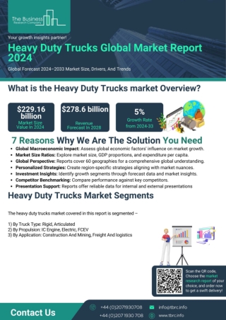 Heavy Duty Trucks Market Report 2024 - Outlook, Overview Report 2033