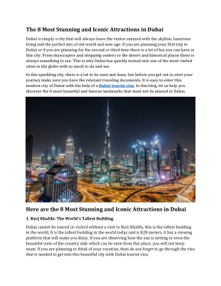 The 8 Most Stunning and Iconic Attractions in Dubai