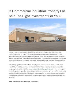 Is Commercial Industrial Property For Sale The Right Investment For You