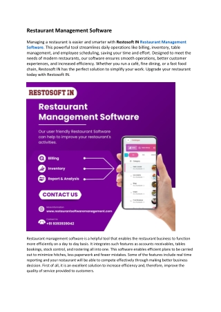 Restaurant Management Software