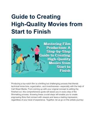 Guide to Creating High-Quality Movies from Start to Finish