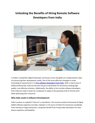 Unlocking the Benefits of Hiring Remote Software Developers from India