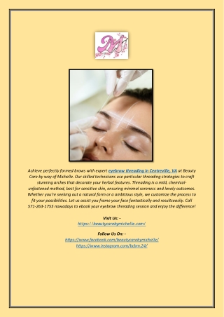 Expert Eyebrow Threading in Centreville, VA | Beauty Care by Michelle