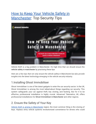 How to Keep Your Vehicle Safety in Manchester_ Top Security Tips
