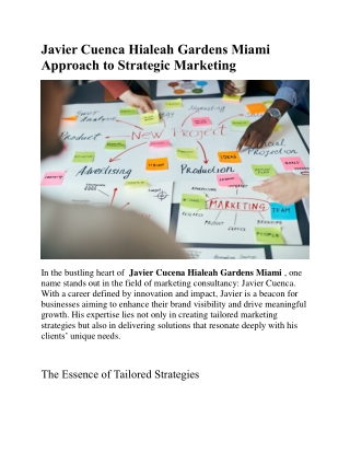 Javier Cuenca Hialeah Gardens Miami Approach to Strategic Marketing