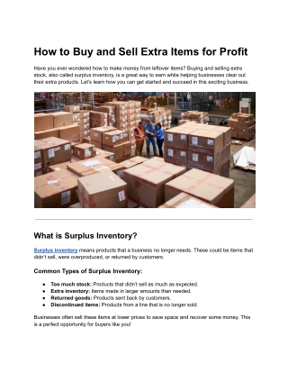 How to Buy and Sell Extra Items for Profit