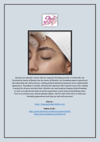 Precision Threading Service in Centreville, VA | Beauty Care by Michelle