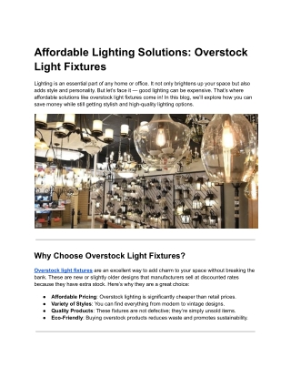 Affordable Lighting Solutions_ Overstock Light Fixtures