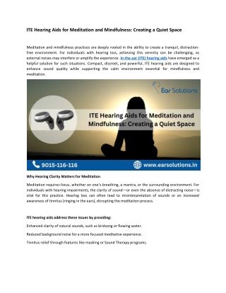 ITE Hearing Aids for Meditation and Mindfulness Creating a Quiet Space