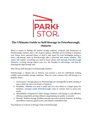 self storage Peterborough
