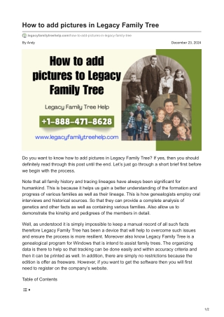How to add pictures in Legacy Family Tree