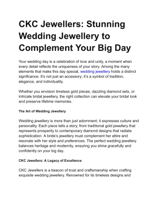 CKC Jewellers_ Stunning Wedding Jewellery to Complement Your Big Day