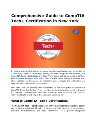 Comprehensive Guide to CompTIA Tech  Certification in New York
