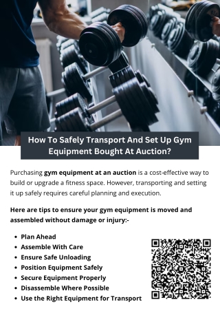 How To Safely Transport And Set Up Gym Equipment Bought At Auction?