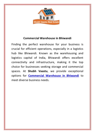 Commercial Warehouse in Bhiwandi