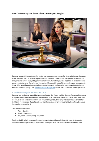 How Do You Play the Game of Baccarat Expert Insights