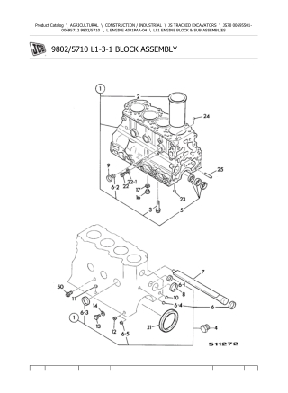 JCB JS70 Tracked Excavator Parts Catalogue Manual Instant Download (SN 00695501-00695712)