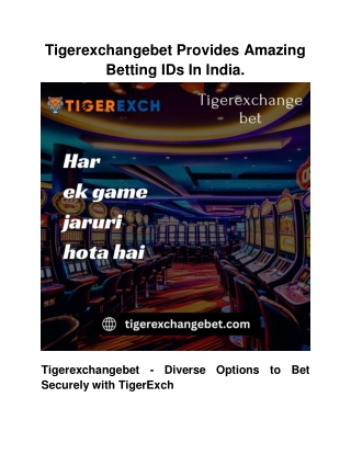 Tigerexchangebet Provides Amazing Betting IDs In India