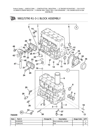 JCB JS115 AUTO Tracked Excavator Parts Catalogue Manual Instant Download (SN 01168000-01168999)