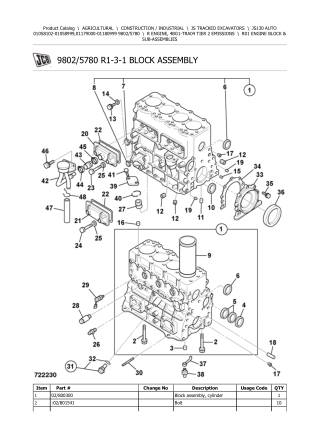 JCB JS130 AUTO Tracked Excavator Parts Catalogue Manual Instant Download (SN 01058102-01058999, 01179000-01180999)