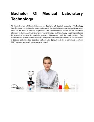 Bachelor Of Medical Laboratory Technology