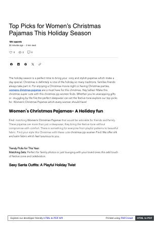 Celebrate in Style with Mini Apparels' Women's Christmas Pajamas