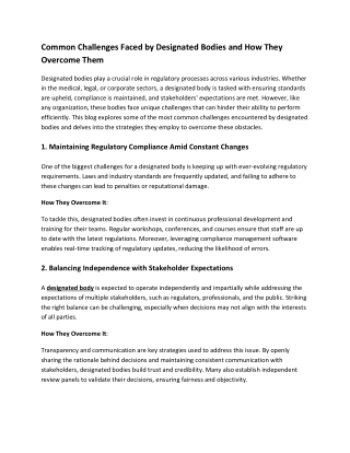 Common Challenges Faced by Designated Bodies and How They Overcome Them