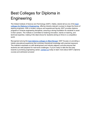 Best Colleges for Diploma in Engineering