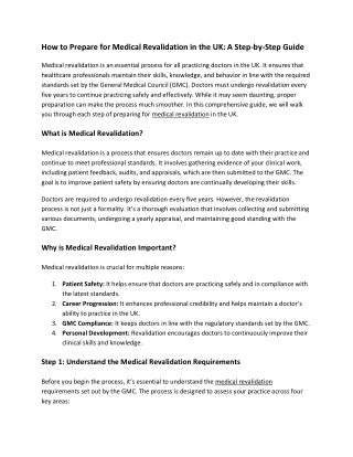 How to Prepare for Medical Revalidation in the UK A Step-by-Step Guide