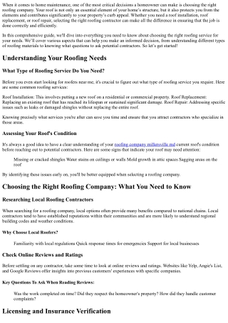 Choosing the Right Roofing Company: What You Need to Know