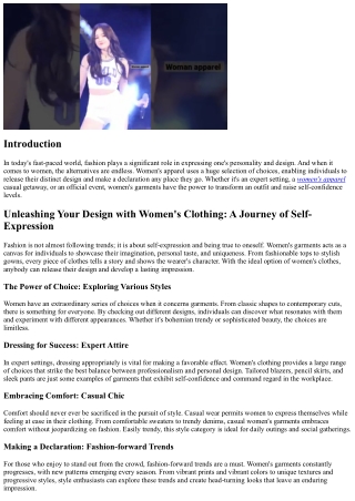 Releasing Your Style with Women's Garments