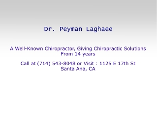 Peyman laghaee has years of professional chiropractic experience