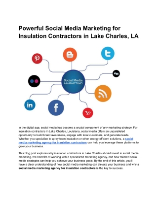 Powerful Social Media Marketing for Insulation Contractors in Lake Charles, LA