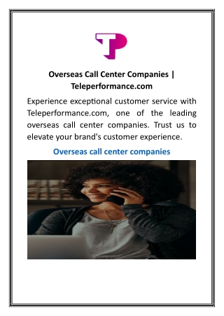 Overseas Call Center Companies  Teleperformance.com