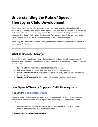 Understanding the Role of Speech Therapy in Child Development