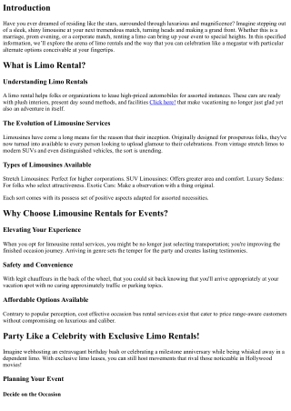 Party Like a Celebrity with Exclusive Limo Rentals!
