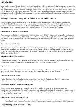 Moseley Collins Law: Champions for Victims of Seattle Truck Accidents