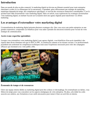 Les avantages d'externaliser votre marketing digital