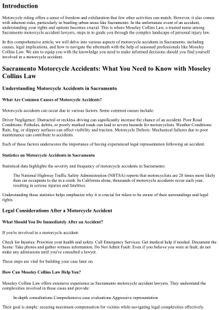 Sacramento Motorcycle Accidents: What You Need to Know with Moseley Collins Law