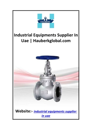 Industrial Equipments Supplier In Uae  Hauberkglobal.com