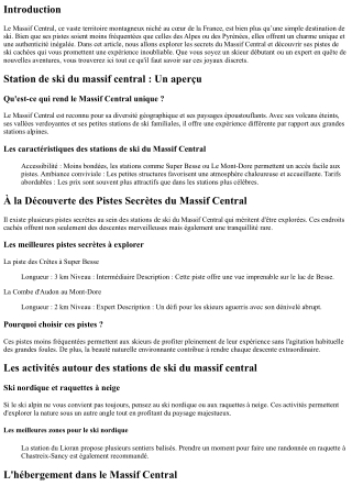 À la Découverte des Pistes Secrètes du Massif Central