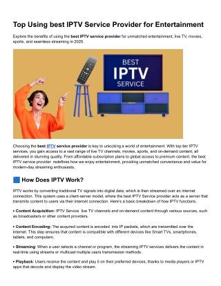 Top Using best IPTV Service Provider for Entertainment